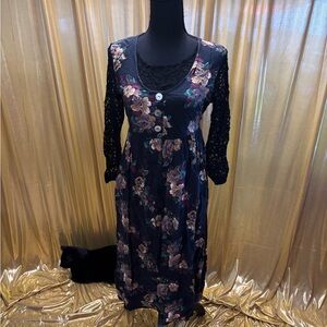 Impressions Black Floral Long Sleeve Dress